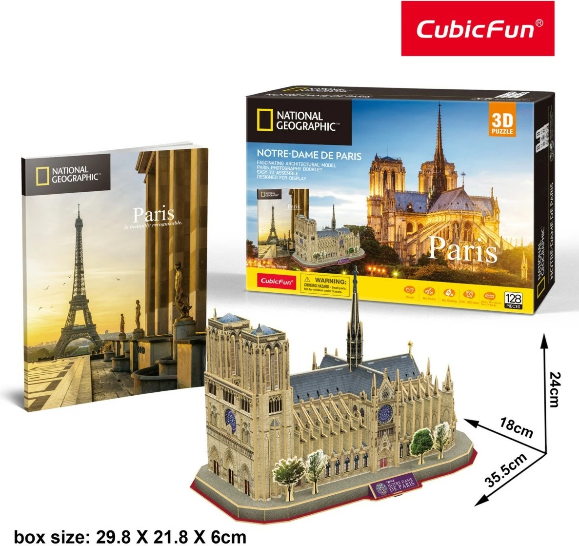 Puzzle 3D Cubic Fun National Geographic Notre Dame DS0986, 128 pjesë