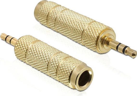 Adapter audio DeLOCK 65360, 3.5 mm mashkull në 6.35 mm femër, Gold