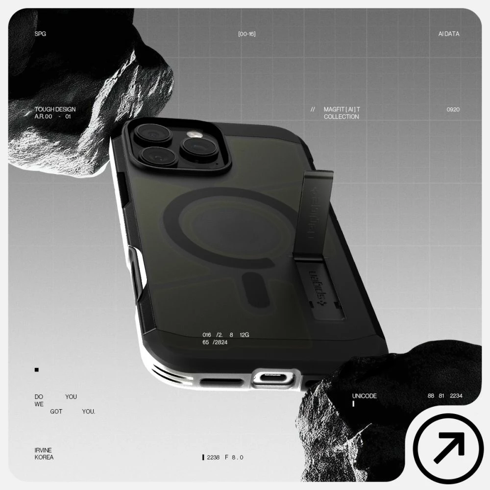 Mbështjellës Spigen Tough Armor T Mag për iPhone 16 Pro, MagSafe, zi