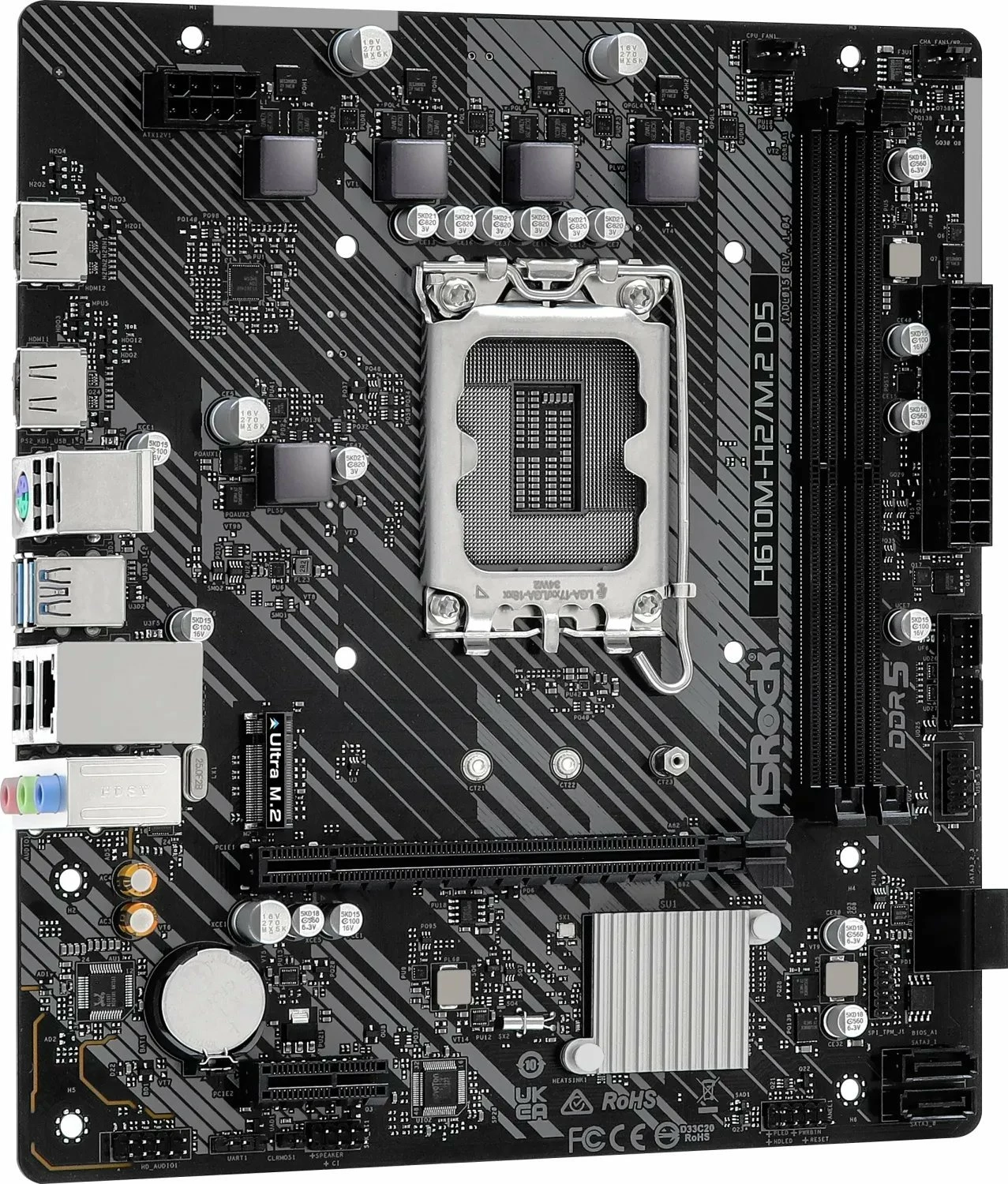 Pllakë amë ASRock H610M-H2/M.2 D5 Micro ATX, DDR5, M.2, Dual HDMI, Gigabit LAN, e zezë