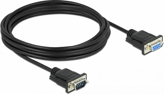 Kabllo seriale DeLOCK RS-232 D-Sub9 mashkull në femër, 4 m, e zezë