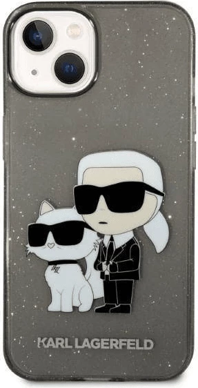 Mbështjellës KARL LAGERFELD KLHCP14MHNKCTGK për iPhone 14 Plus, Glitter IML NFT Full Bodies, transparent e zezë me glitter