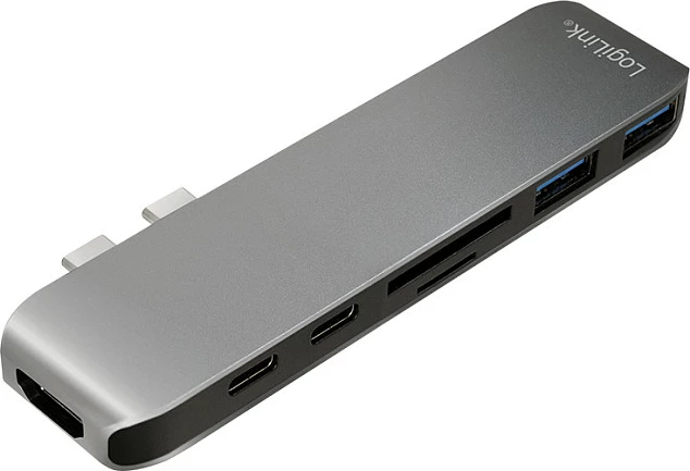 Docking station LogiLink USB 3.2 Gen2x2, USB-C, 7-port, me PD, alumin, gri/argjend