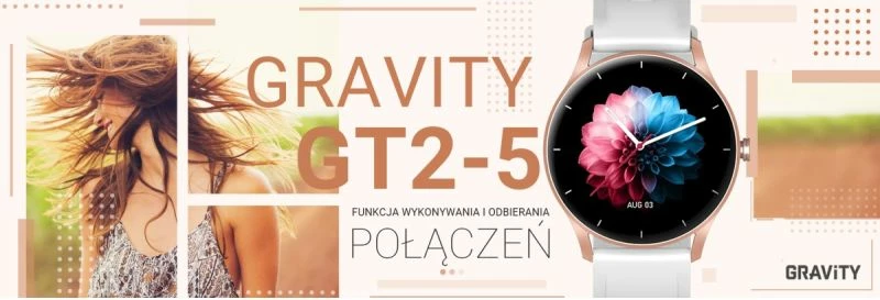 Smartwatch Gravity për femra, rose gold-white