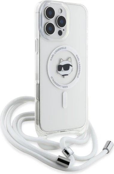 Mbështjellës Karl Lagerfeld IML Choupette Head & Cord MagSafe për iPhone 16 Pro Max, Transparent