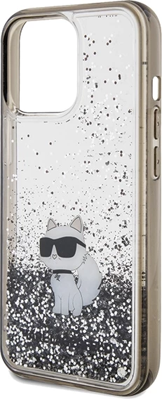 Mbështjellës Karl Lagerfeld Liquid Glitter Choupette për iPhone 13 Pro Max, Transparent, Silver