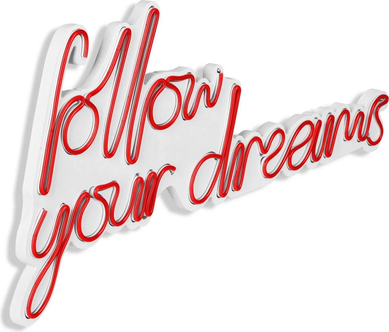 Dritë dekorative LED në mur, 'follow your dreams', plastikë, ngjyrë e kuqe
