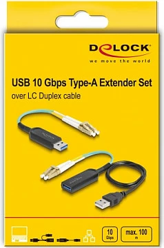 Set zgjatës USB DeLOCK Type-A 10 Gbps over LC Duplex, 0.2 m, i zi