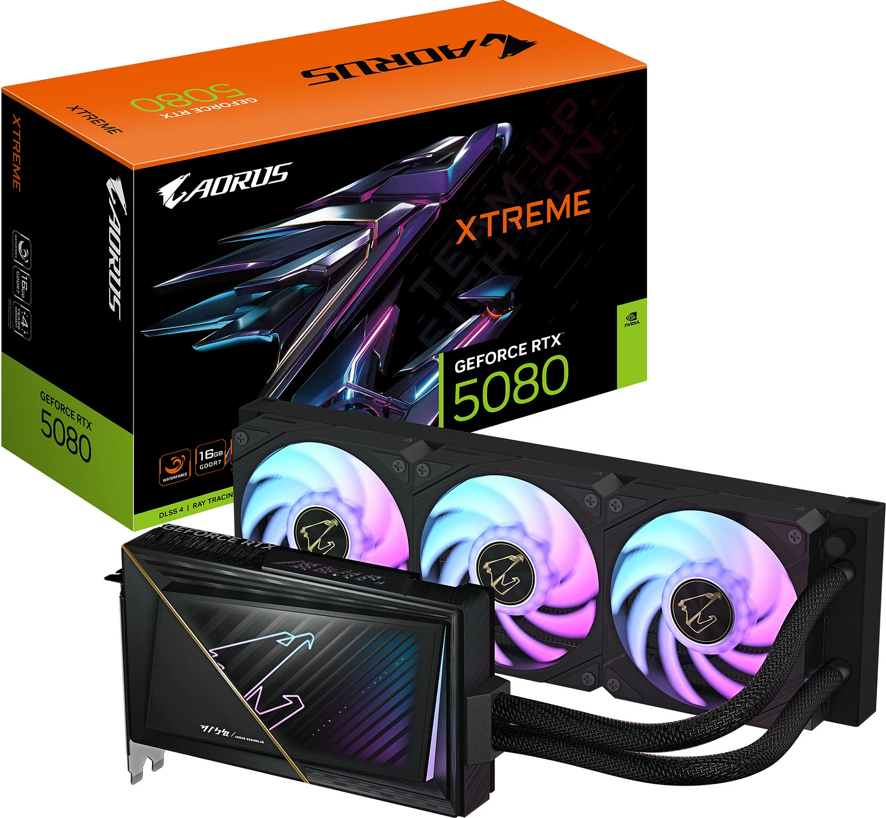 Kartelë grafike Gigabyte RTX 5080 Aorus Xtreme Waterforce 16GB, 3 ventilatorë