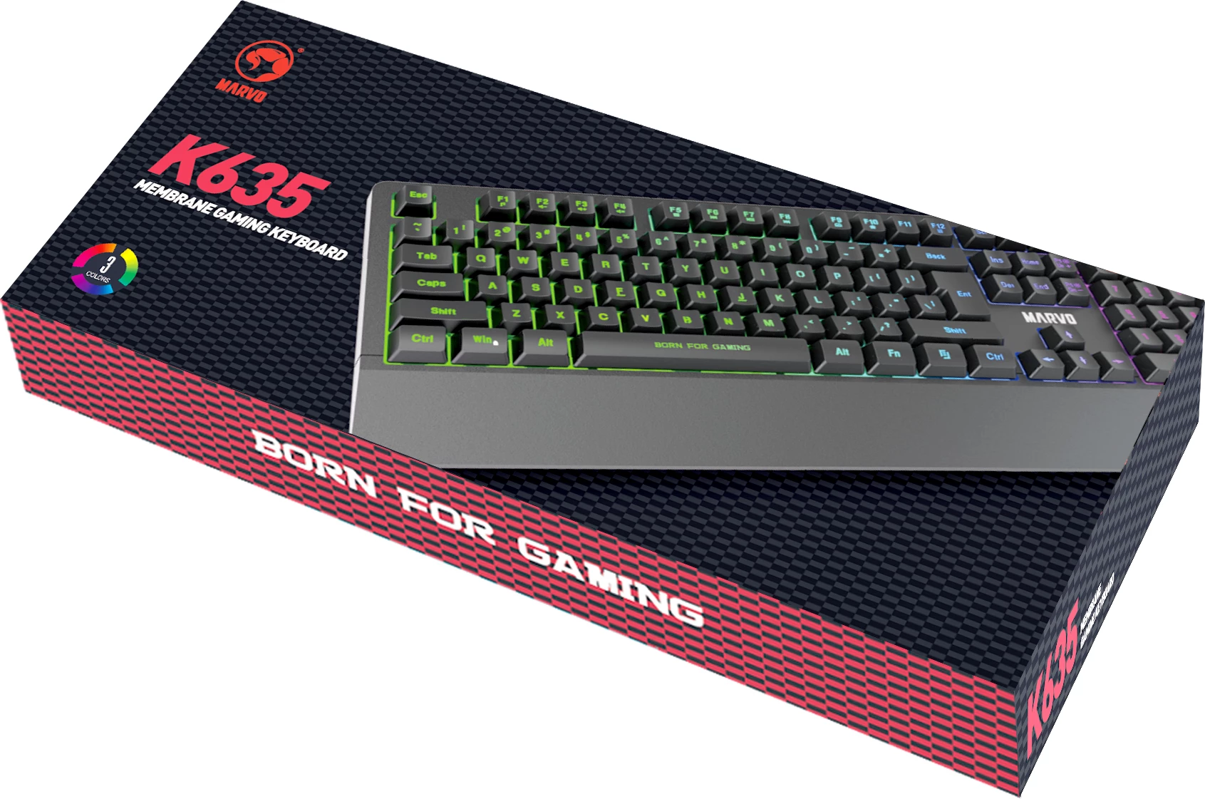 Tastierë gaming Marvo K635, full-size, membranë, USB, RGB, 104 taste, e zezë