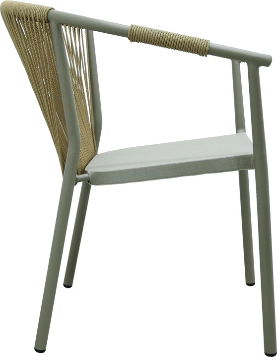 Karrige alumini me krahë e grumbullueshme me kornizë kafe-textilene-pe rattan 56x63x82cm