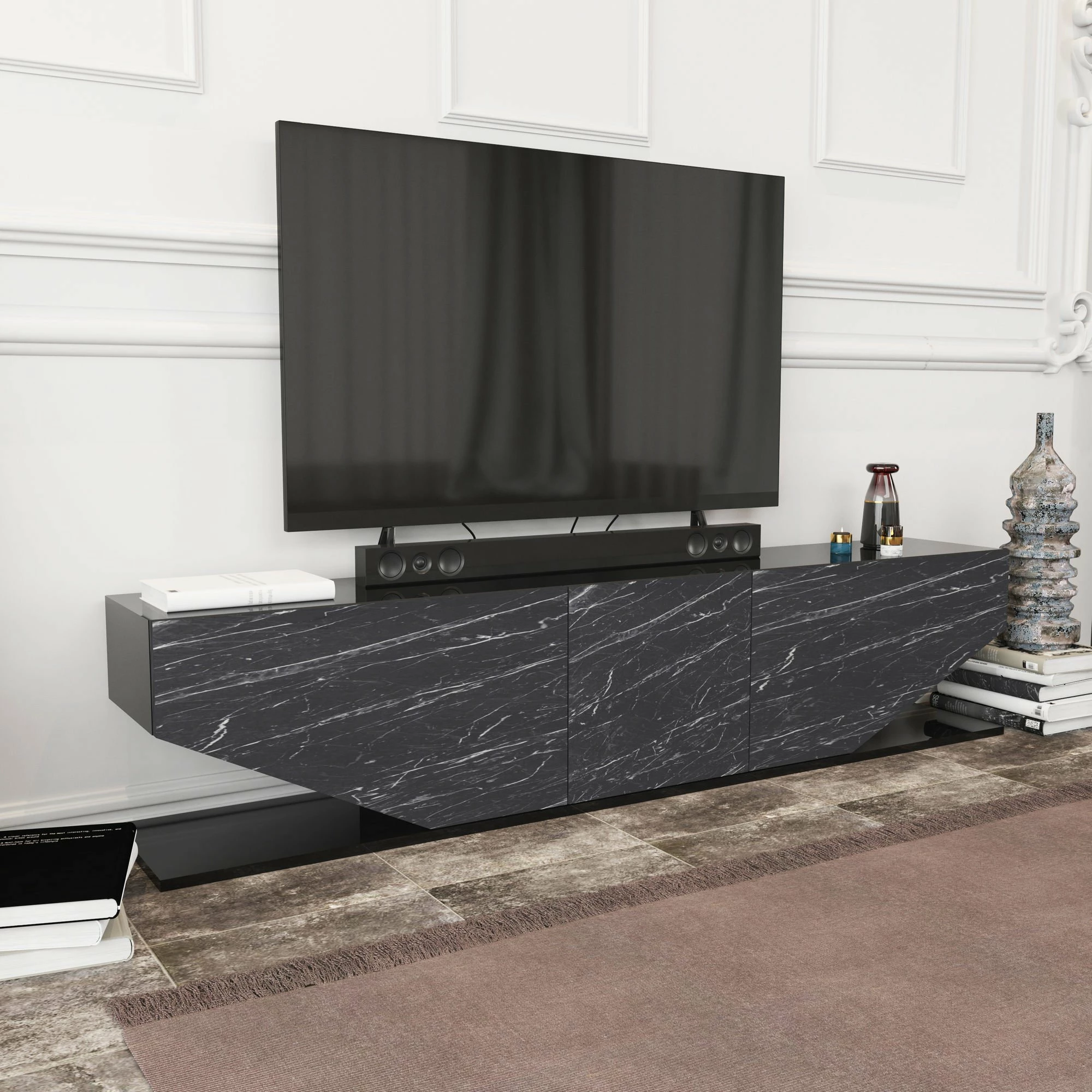 Komodë TV Hanah Home, Inci, e zezë