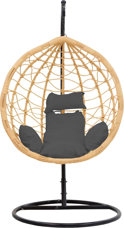 Karrige varëse Hudson metalike, ngjyrë natyrale e zezë, jastëk i zi, 109x119x195cm