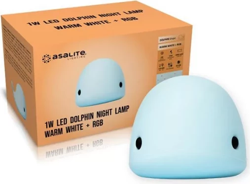 Llambë nate LED Asalite ASAL0308 1W RGB silikon formë delfini, kaltër e çelët