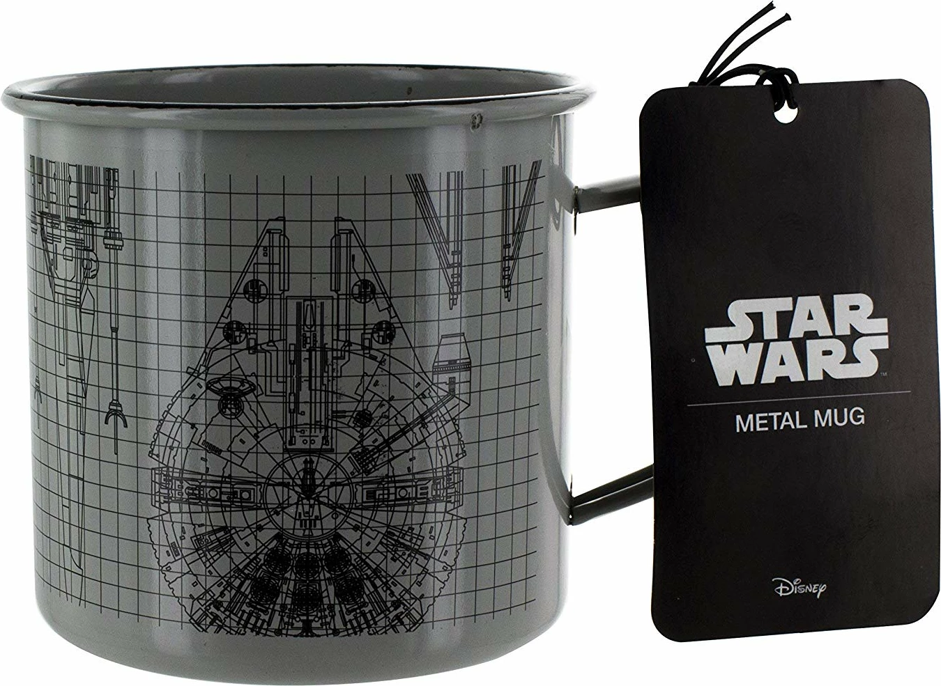 Mug metalik Paladone Star Wars Schematics 9x12x8 cm, argjendtë