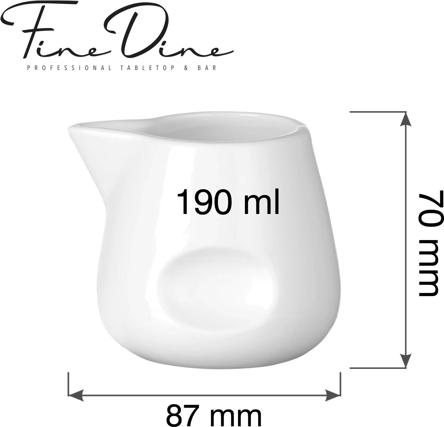 Kanicë qumështi/salcë Fine Dine Pure Bianco 190 ml, e bardhë, set 6 copë