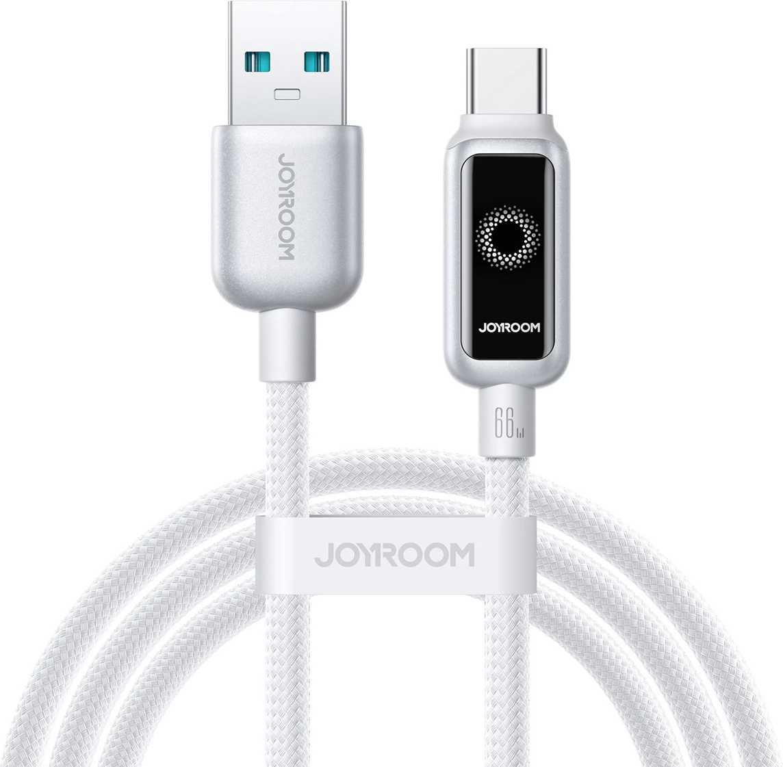 Kabllo USB-A në USB-C Joyroom S-A55 StarFlight 66W 1.2 m me LED, e bardhë
