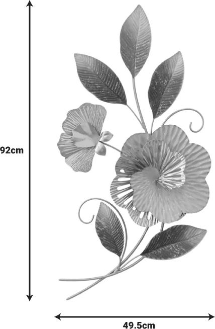 Dekor muri Lux Inart metal, ngjyrë ari-bardhë, 49.5x92x7cm