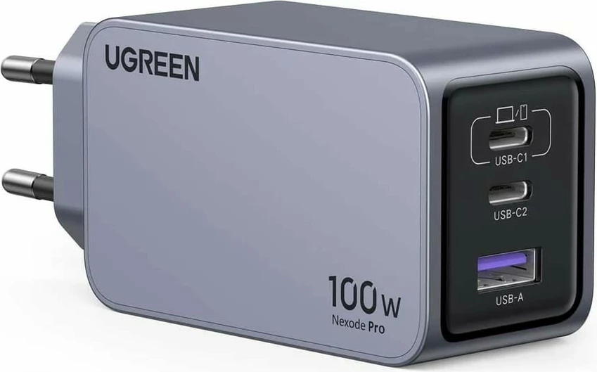 Karikues i shpejtë Ugreen Nexode Pro, 3 porta, GaN, me kabllo USB-C, AC, zi, hiri