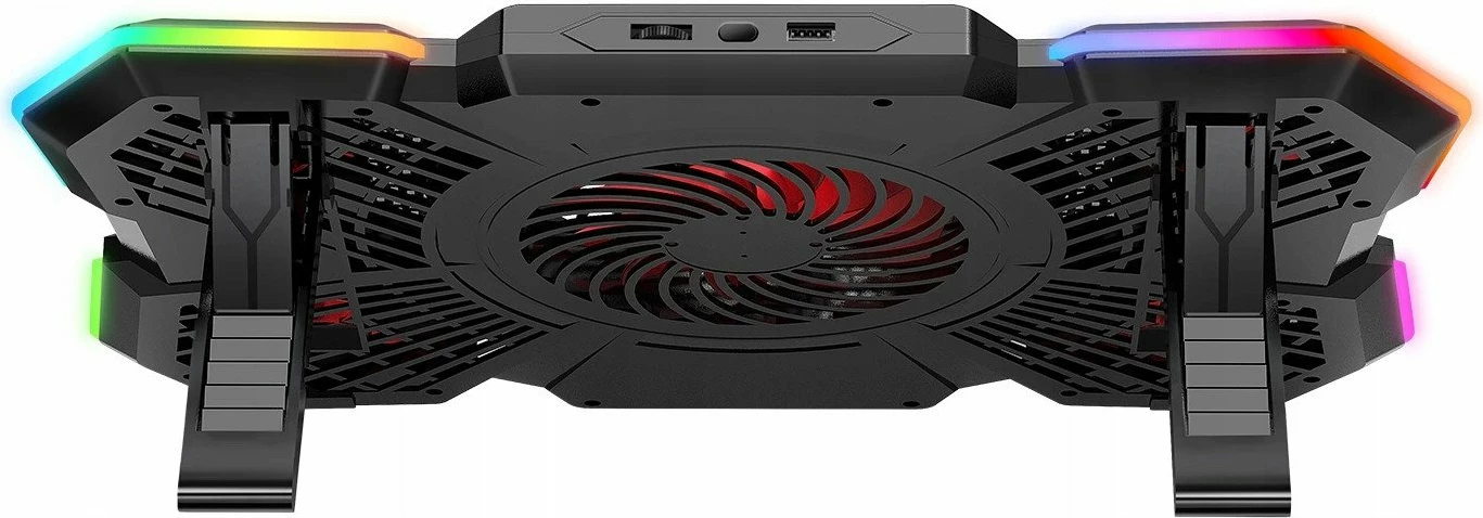Mbajtëse ftohëse për laptop Rampage S47 CoolFlow 9-17.3", RGB, 5 ventilatorë, e zezë