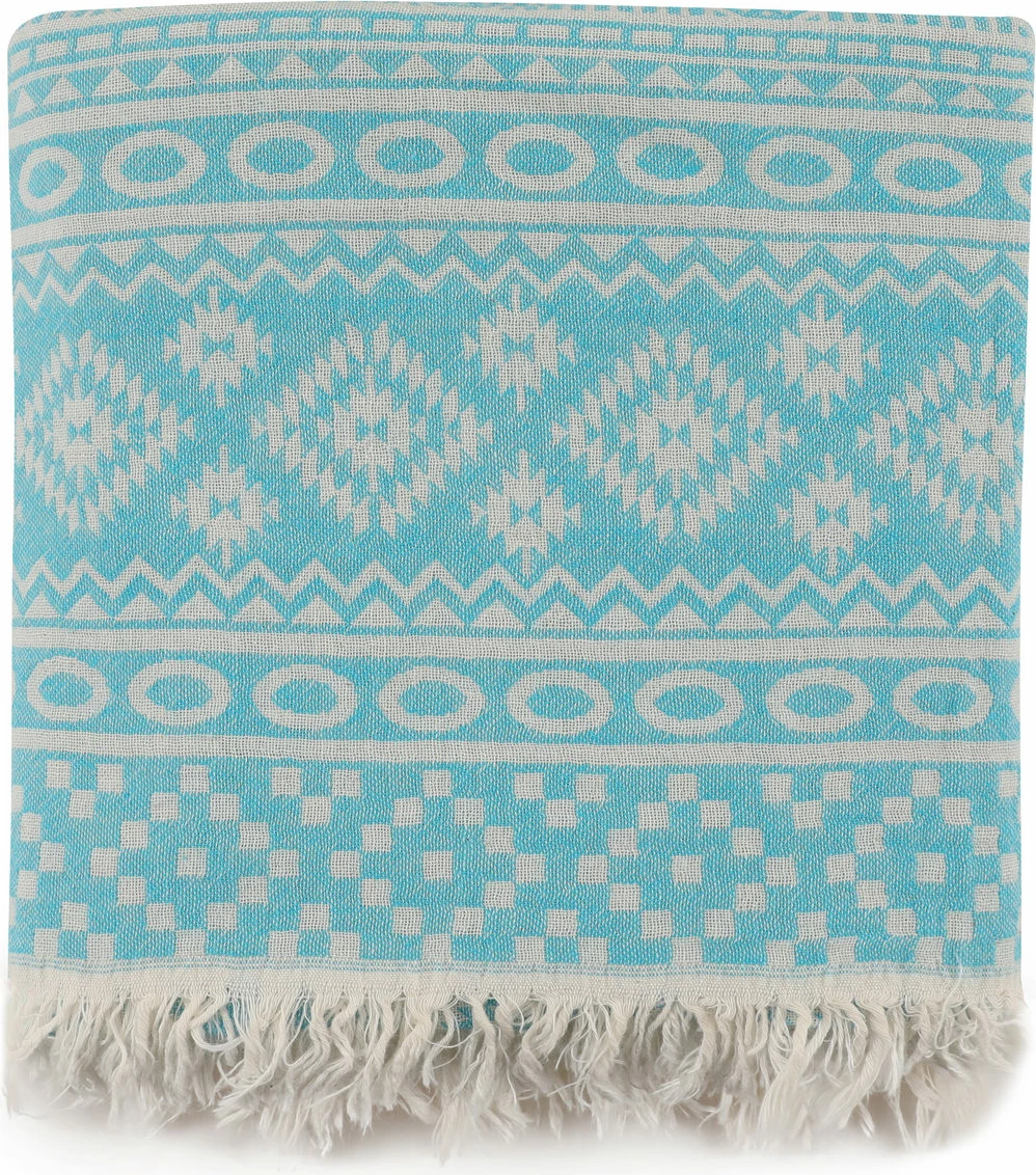 Peshqir plazhi Fouta, model qilimi, ngjyrë turquoise, Mijolnir, 90x170cm