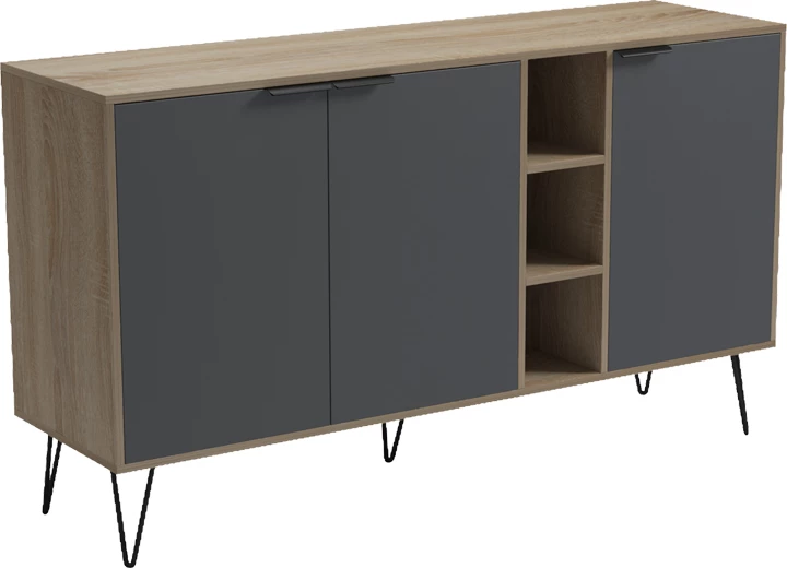 Bufe Balain, sonoma-antracit, 142x35.5x83cm