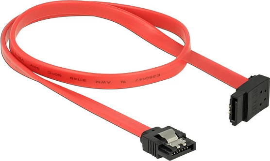 Kabllo SATA III DeLOCK 0.5m, 6 Gbit/s, konektor i drejtë + 90°, e kuqe/zezë