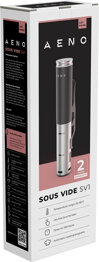 Aparat sous vide AENO SV1 1200W, 4 programe automatike, ekran LCD me prekje, IPX7, zi/argjend