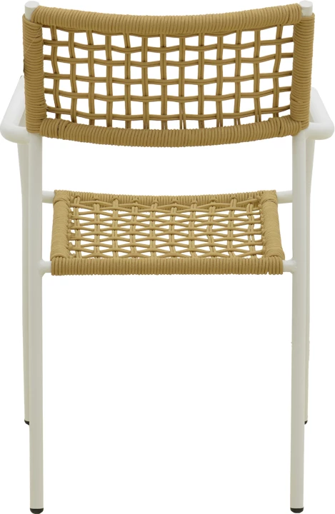 Karrige me krahë Castal, çelik i bardhë, litar natyral, 53x59x84cm