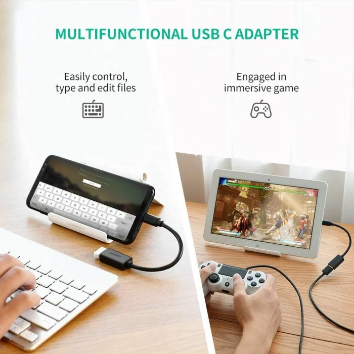Kabllo OTG USB-C (M) në USB 3.0 (F) UGREEN 30701 5Gb/s, e zezë, polybag