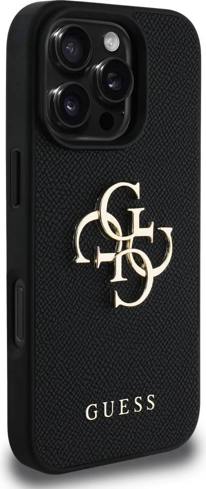 Mbështjellës Guess Grained Big 4G Logo Small Classic Logo për iPhone 16 Pro, i zi