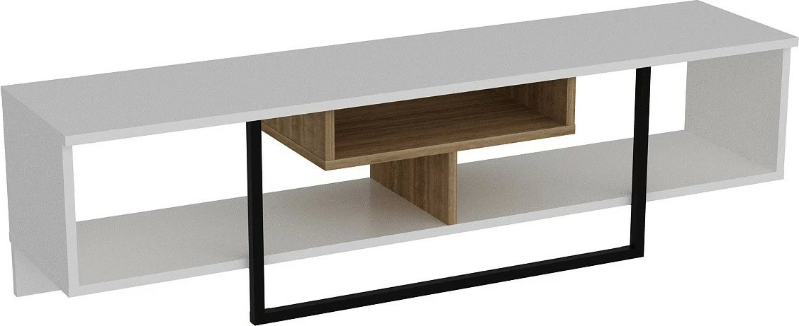Komodë TV, Skye Decor, e bardhë, dru, e zezë, 150cm