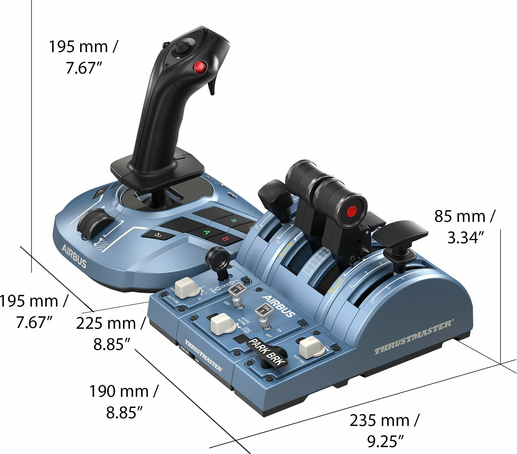Joystick Thrustmaster TCA Captain Pack X Airbus Edition 4460217, wired, për PC/Xbox Series X/S, set, blu