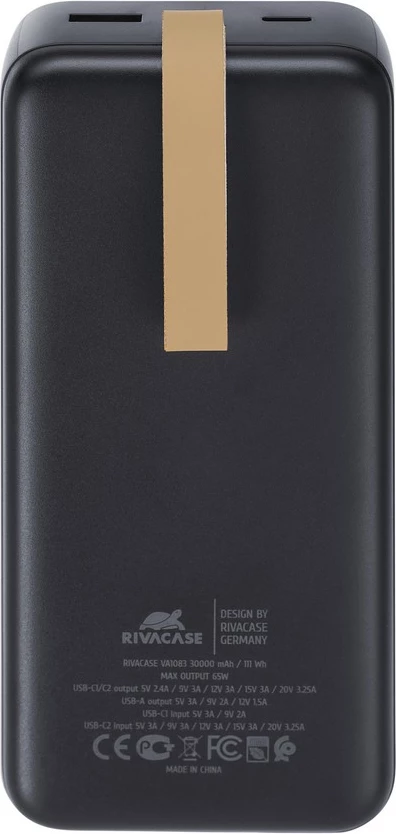 Power bank RIVACASE VA1083 Turbo QC/3.0 PD 30000mAh 65W, i zi
