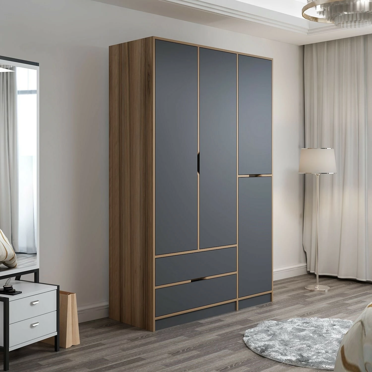Dollap Hanah Home, Elina, anthracite-dore, 140x208x52cm
