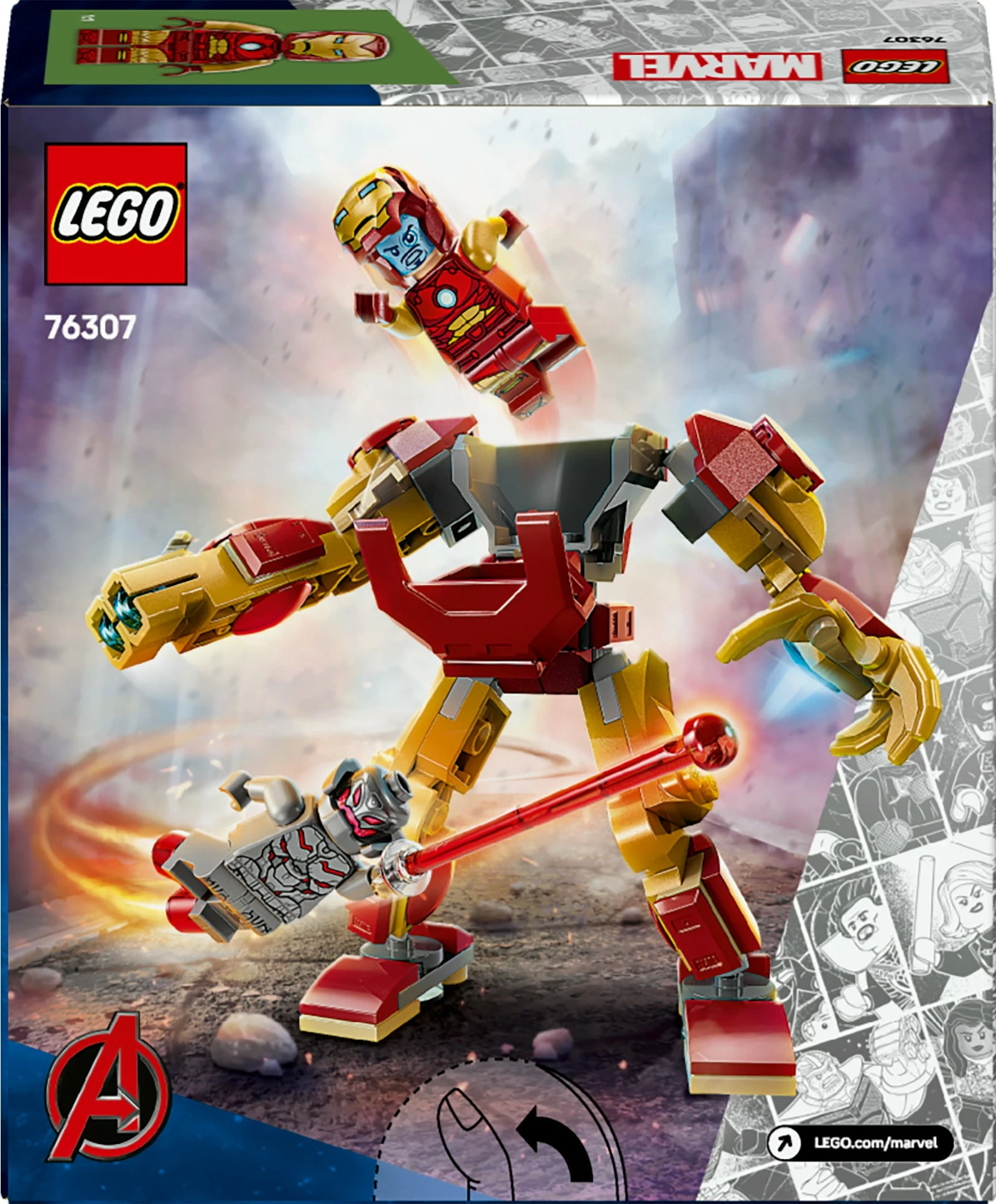 Set ndërtimi LEGO Marvel 76307 Iron Man Mech vs. Ultron, 101 pjesë, multikolor