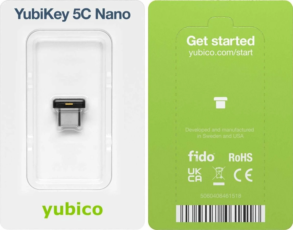 Çelës sigurie USB-C Yubico YubiKey 5C Nano, FIDO2/U2F, nano