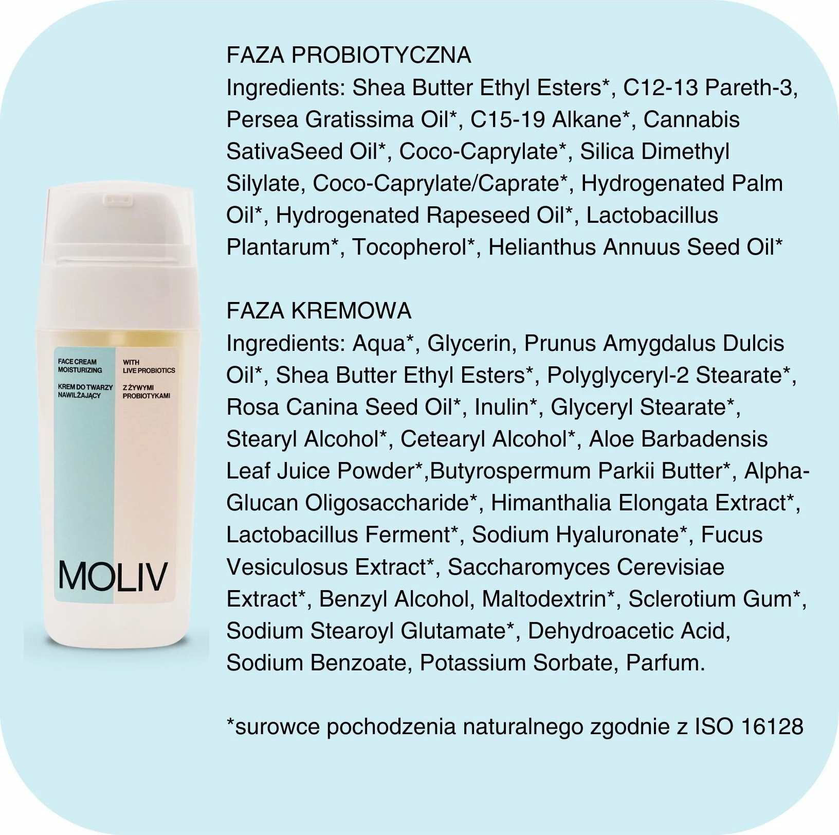 Krem fytyre MOLIV Face Moisturizing Cream me probiotikë të gjallë 30 ml, vegan