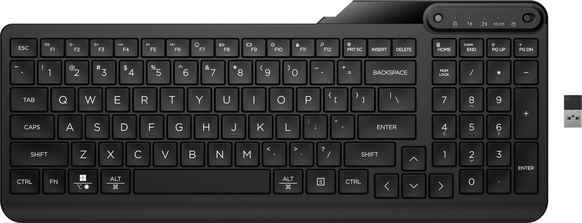 Tastierë pa tela HP 475 Dual-Mode, Full-size, Bluetooth/USB, Anglisht, e zezë