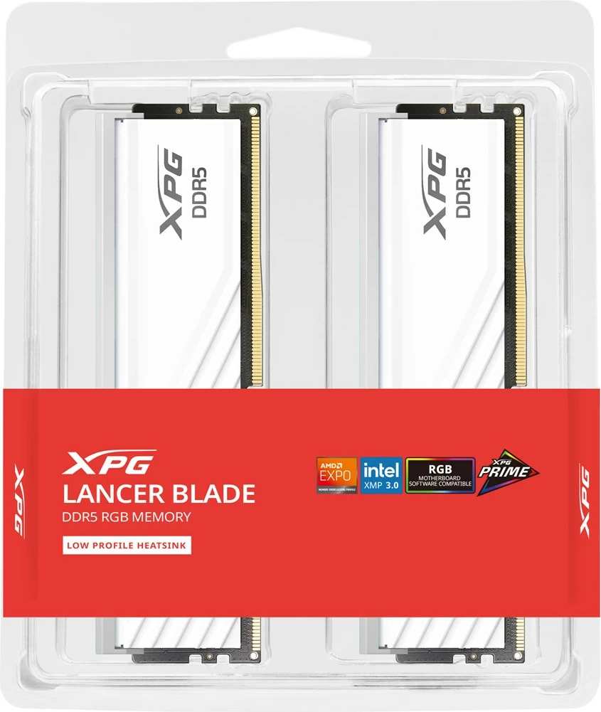 RAM memorje ADATA XPG LANCER BLADE RGB, 32 GB (2x16 GB), DDR5, 6000 MHz, e bardhë