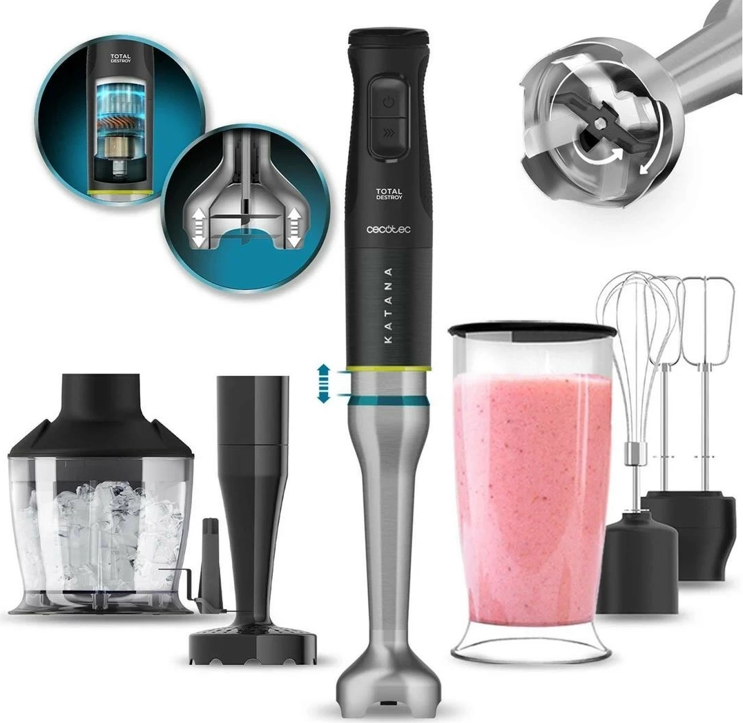 Blender Cecotec Katana 15 TotalDestroy Smash B, 1500W, 21 shpejtësi, turbo, e zezë