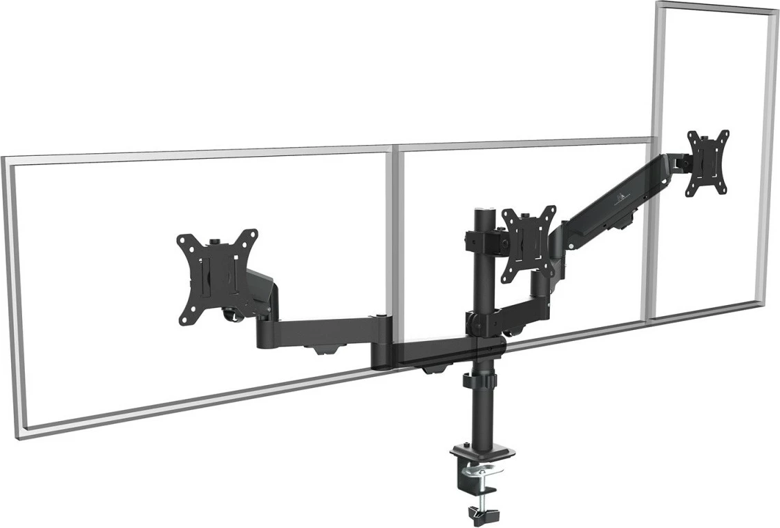 Mbajtëse tavoline për 3 monitorë Maclean MC-137 17-27\" 2-8 kg, e zezë