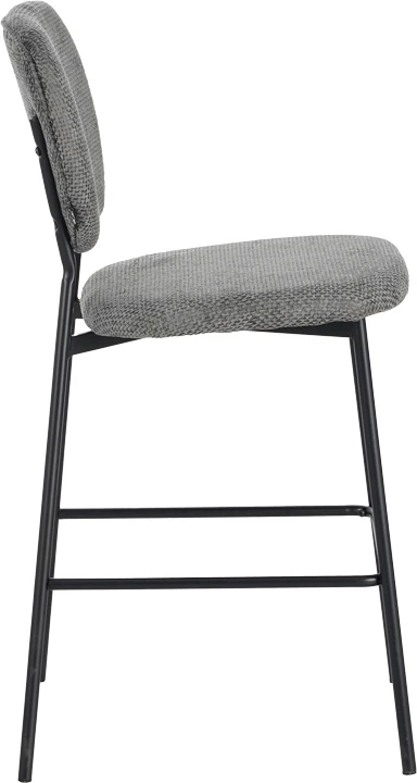 Karrige për bar Cathair, pëlhurë bouclé, ngjyrë gri e errët, këmbë metalike të zeza, 48x54x100cm