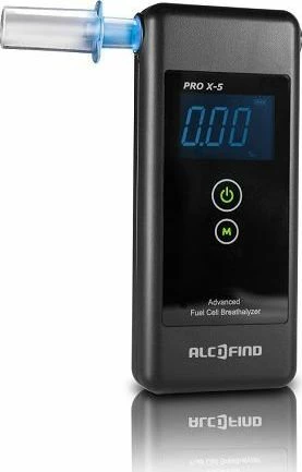 Alkomat Alcofind Pro X-5, sensor elektrokimik, 0.0–5.0‰, memorie 10 matje, grafit, me kasë