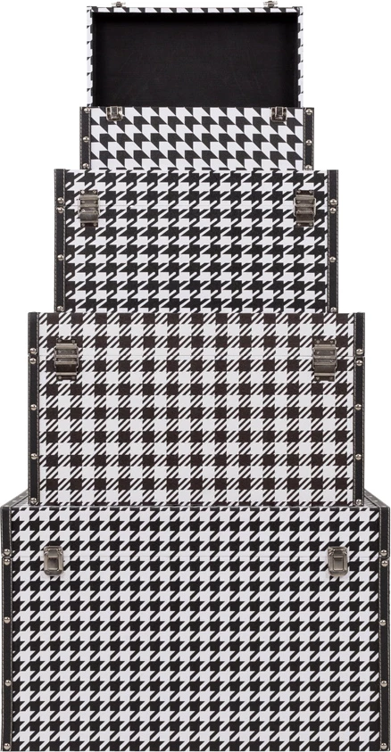 Set katër sanduqesh Ferre, e zezë dhe e bardhë, 64x40x40