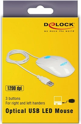 Maus DeLOCK 12537, USB-A, 1200 DPI, e bardhë