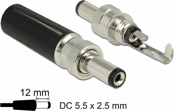 Konektor DC DeLOCK 89916, 5.5 x 2.5 mm, 18 V 2 A, i zi/inoks