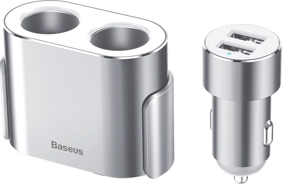 Karikues veture Baseus CRDYQ-0S, 2x dalje çakmaku 80W, 2x USB-A 3.1A, argjend