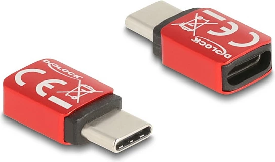 Adapter USB-C DeLOCK 60689, bllokues të dhënash, PD 3.1 240W, i kuq