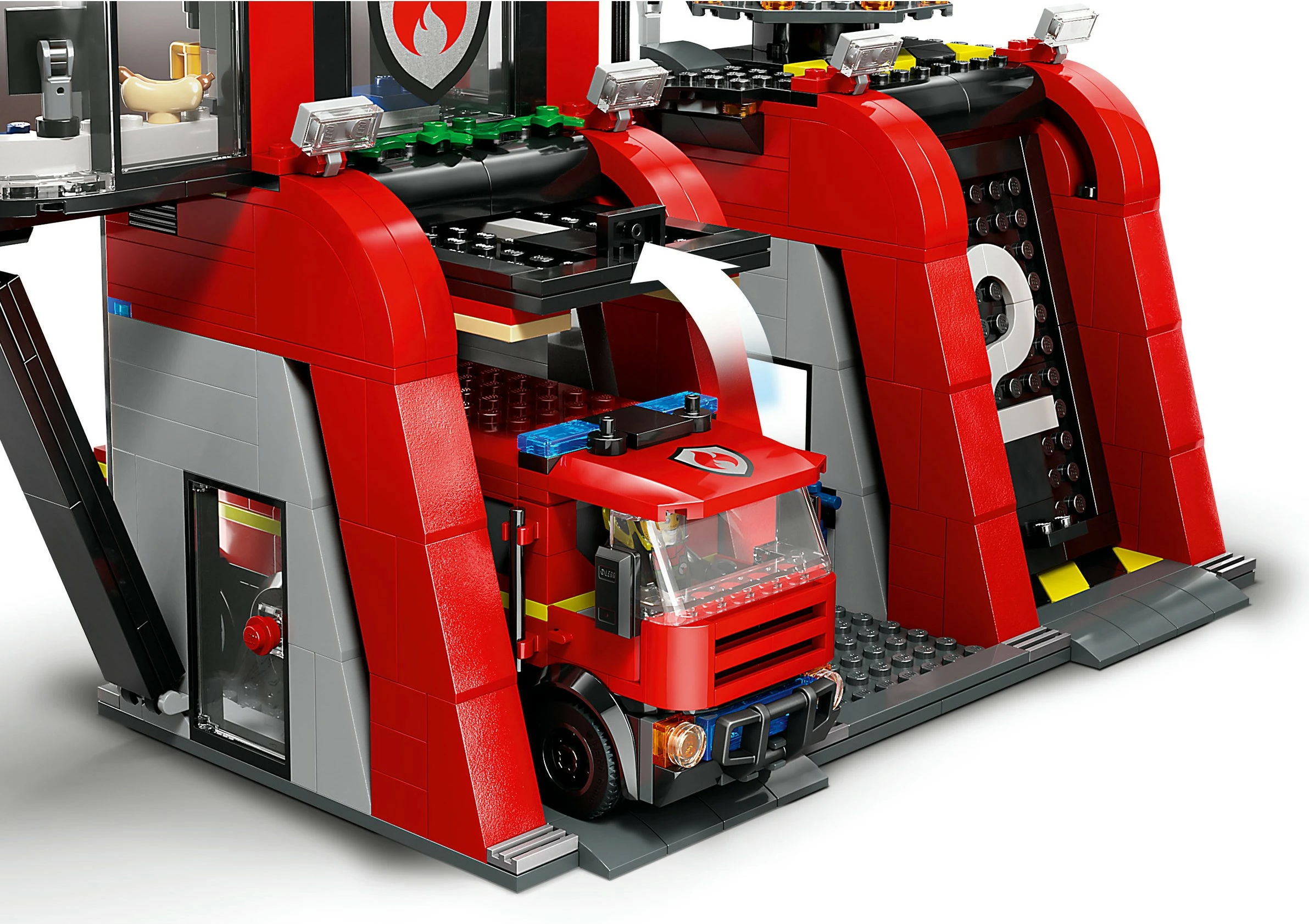 Set ndërtimi LEGO City 60414, stacion zjarri me kamion, 843 pjesë, shumëngjyrësh